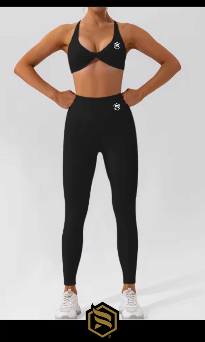 Leginy + Top - Súprava Dámska / leggings push up - Top SET / Čierna / r05 – Obrázok 1