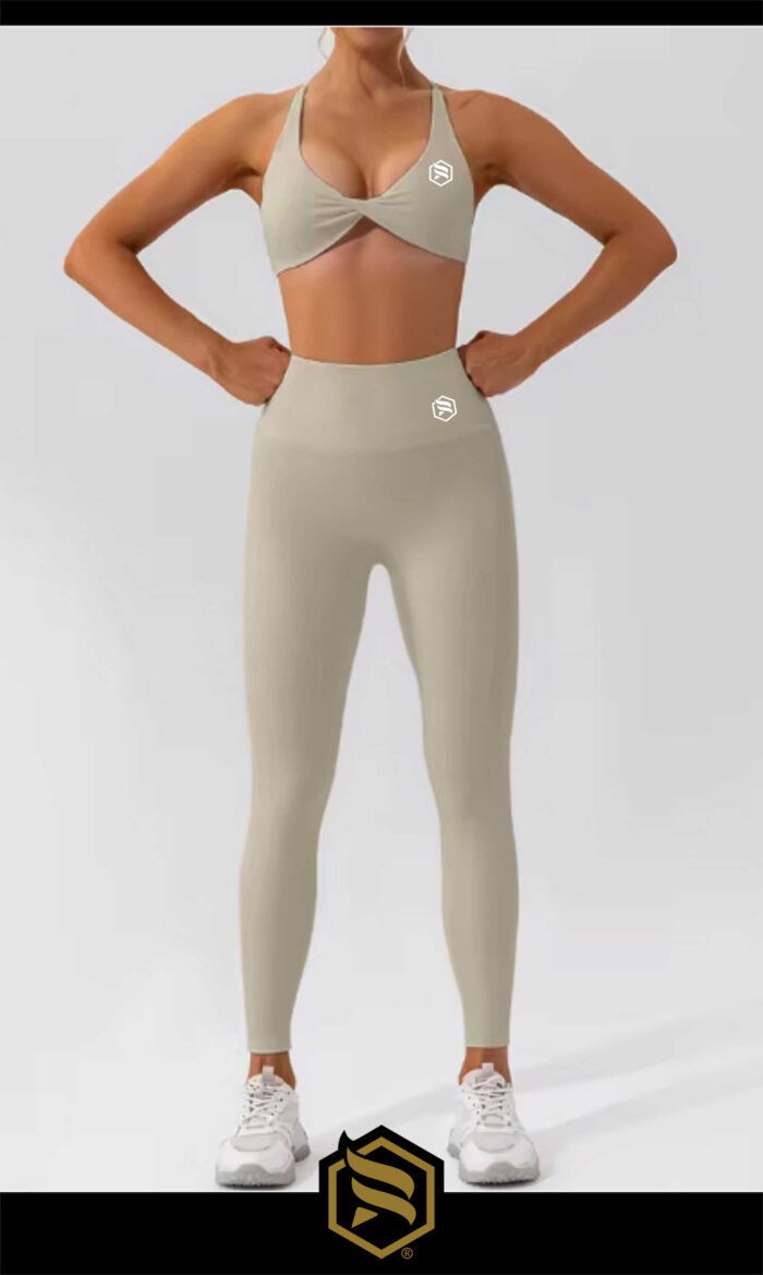 r05 brown__a Leginy + Top - Súprava Dámska / leggings push up - Top SET / Hnedá / r05 – Obrázok 1